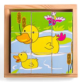 Bigjigs Toys Obrazkowe klocki kubusy Zwierzątka 9 klocków, Bigjigs Toys