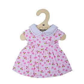 Bigjigs Toys Różowa sukienka w serduszka dla lalki 34 cm