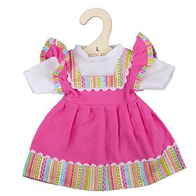 Bigjigs Toys Różowa sukienka z paskowanym obszyciem dla lalki 38 cm