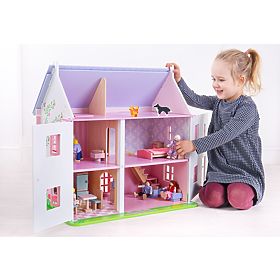 Bigjigs Toys Różowy domek dla lalek, Bigjigs Toys