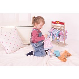 Bigjigs Toys Różowy płaszczyk z czapeczką dla lalki 38 cm, Bigjigs Toys