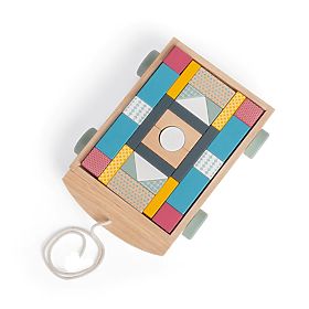 Bigjigs Toys Wózek z drewnianymi klockami, Bigjigs Toys