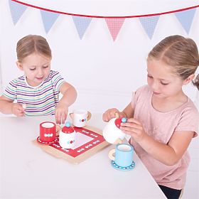 Bigjigs Toys Zestaw do herbaty w kropki, Bigjigs Toys