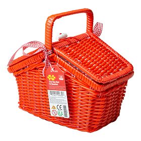 Bigjigs Toys Zestaw do herbaty w kropki w koszu piknikowym