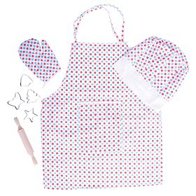 Bigjigs Toys Zestaw kucharski z fartuszkiem w kropki, Bigjigs Toys