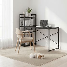 Biurko komputerowe szkolne 120x60 cm z regałem i 3 półkami czarne ModernHome