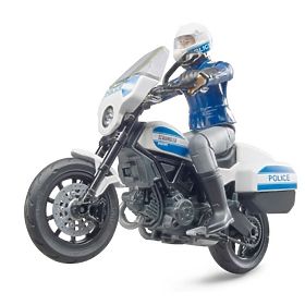 Bruder BWORLD policyjny motocykl Ducati Scrambler z jeźdźcem, Bruder