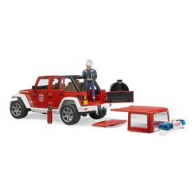 Bruder Czerwony wóz strażacki JEEP WRANGLER z figurką i akcesoriami, Bruder