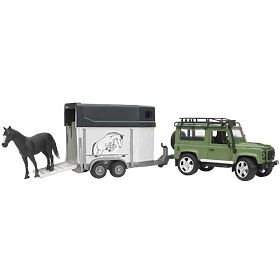 Bruder LAND ROVER z przyczepą na konie, Bruder