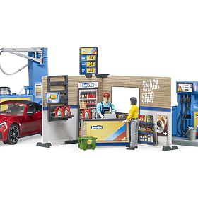 Bruder Stacja benzynowa z samochodem i 2 figurkami, Bruder