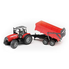 Bruder Traktor MASSEY FERGUSON z wywrotką czerwony, Bruder