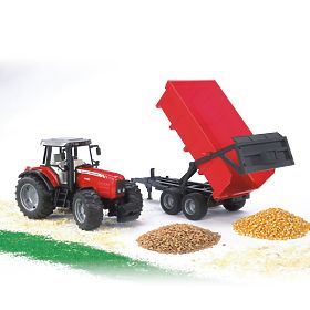 Bruder Traktor MASSEY FERGUSON z wywrotką czerwony, Bruder