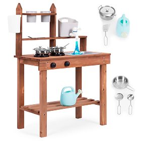 Dziecięca zewnętrzna błotna kuchnia z drewna jodłowego ECOTOYS, EcoToys