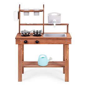 Dziecięca zewnętrzna błotna kuchnia z drewna jodłowego ECOTOYS, EcoToys