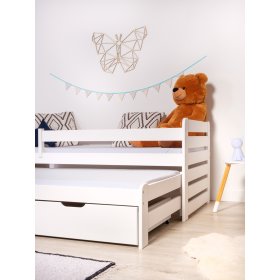 Łóżko dla dziecka z dostawką i barierką Praktik - White