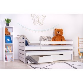Łóżko dziecięce z dostawką i barierką Praktik - Białe