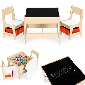 Zestaw mebli dziecięcych stół + 2 krzesła z tablicą ECOTOYS, EcoToys