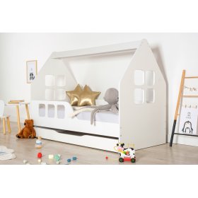 Łóżko domek Woody 160 x 80 cm - białe, Wooden Toys