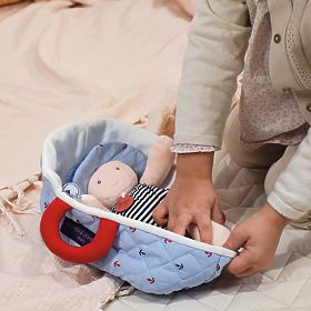 Doudou Jolijou Lalka w niebieskiej torbie do przenoszenia 20 cm