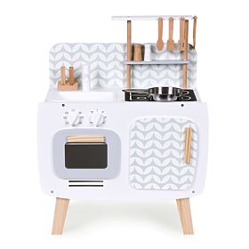 Drewniana dziecięca kuchnia retro piekarnik palniki zlew akcesoria kuchenne ECOTOYS