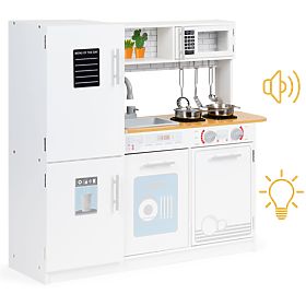 Drewniana kuchnia dla dzieci LED światło + garnki ECOTOYS