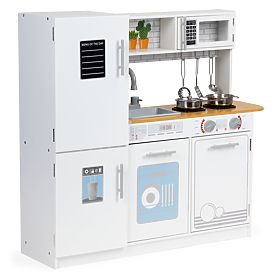 Drewniana kuchnia dla dzieci LED światło + garnki ECOTOYS
