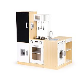 Drewniana kuchnia dla dzieci, oddzielne segmenty XXL, tablica + LED ECOTOYS, EcoToys