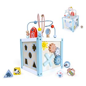Drewniana edukacyjna kostka sorter + klocki ECOTOYS