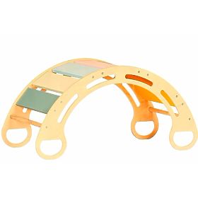 Drewniana huśtawka Montessori - naturalna z kolorowymi szczebelkami, Ourbaby®
