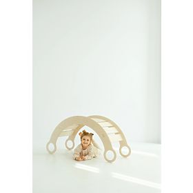 Drewniana huśtawka Montessori z zjeżdżalnią/drabinką L - naturalna