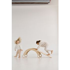 Drewniana huśtawka Montessori z zjeżdżalnią/ścianką wspinaczkową M - naturalna, baby wood