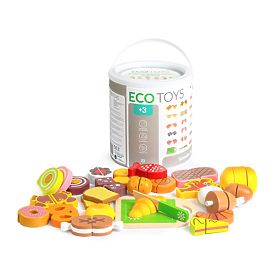 Drewniane jedzenie do krojenia 23 elementy ECOTOYS