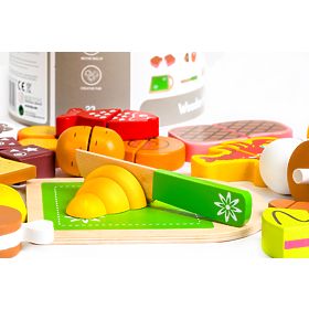 Drewniane jedzenie do krojenia 23 elementy ECOTOYS