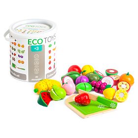 Drewniane owoce do krojenia 20 sztuk ECOTOYS