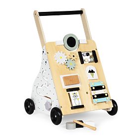 Drewniany chodzik pchacz edukacyjny wózek dla dzieci ECOTOYS