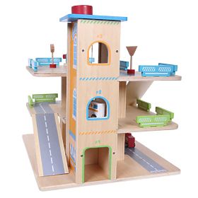 Drewniany garaż z windą, EcoToys