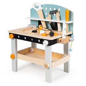 Drewniany warsztat dla dzieci, stół roboczy z narzędziami, 38 elementów ECOTOYS
