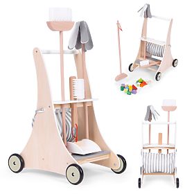Drewniany zestaw do sprzątania wózek ECOTOYS