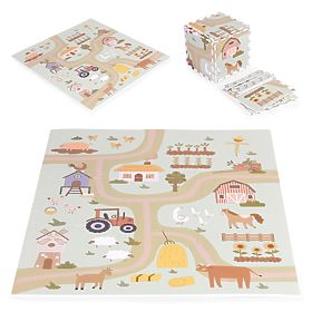 Duża piankowa mata EVA dla dzieci farma 90,5x90,5 cm 21 części ECOTOYS