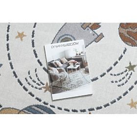 Dywan BONO 8288 okrągły Przestrzeń, planety kremowy / antracyt