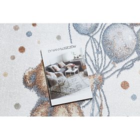 Dywan BONO 9614 okrągły Miś, baloniki kremowy / jasnoszary