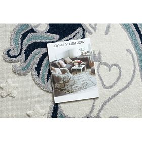 Dywan YOYO GD49 biały / szary - Jednorożec dla dzieci, strukturalny, sensoryczne Frędzle, F.H.Kabis