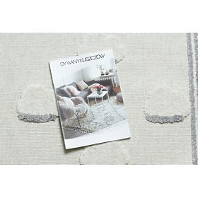 Dywan YOYO GD62 biały / szary - Chmury dla dzieci, strukturalny, sensoryczny z frędzlami, F.H.Kabis