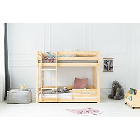 Dziecięce łóżko piętrowe Mila Classic z barierką - naturalne