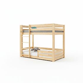 Dziecięce łóżko piętrowe Mila Classic z barierką - naturalne
