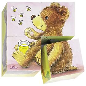 Goki Drewniane klocki Młode zwierzęta 4 szt., Goki