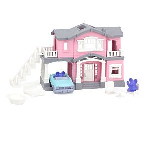 Green Toys Różowy dom z 9 elementami akcesoriów, Green Toys