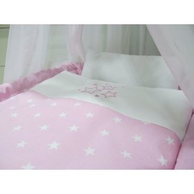 Wiklina łóżko z sprzęt dla kochanie - rużowy gwiazdy, BabyWorld