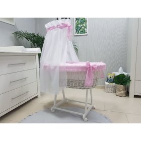 Wiklina łóżko z sprzęt dla kochanie - rużowy gwiazdy, BabyWorld
