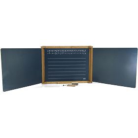 Jeujura Drewniana trójskrzydłowa tablica wielofunkcyjna 156x43 cm z akcesoriami